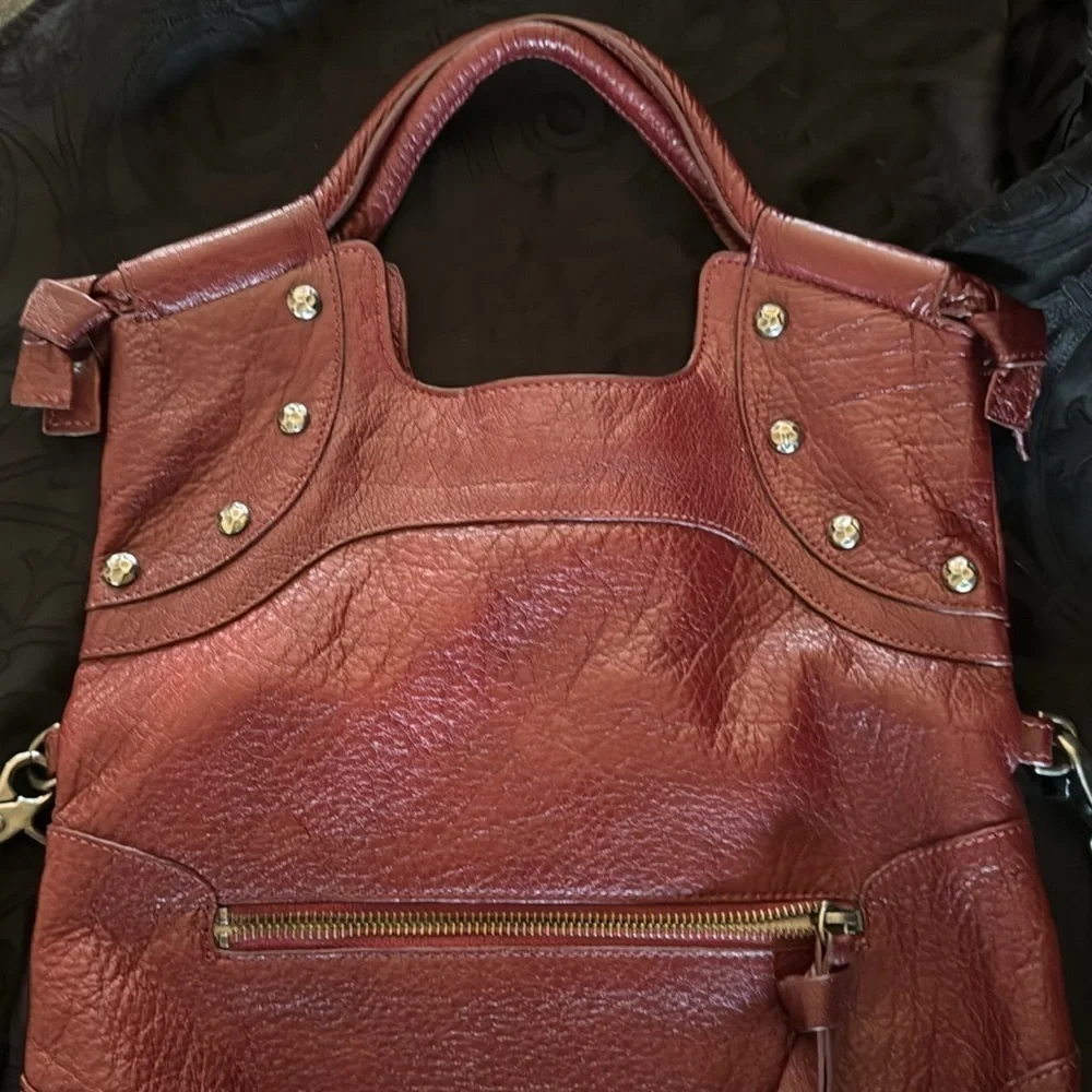Foley  + Corrins burgundy leather tote bag